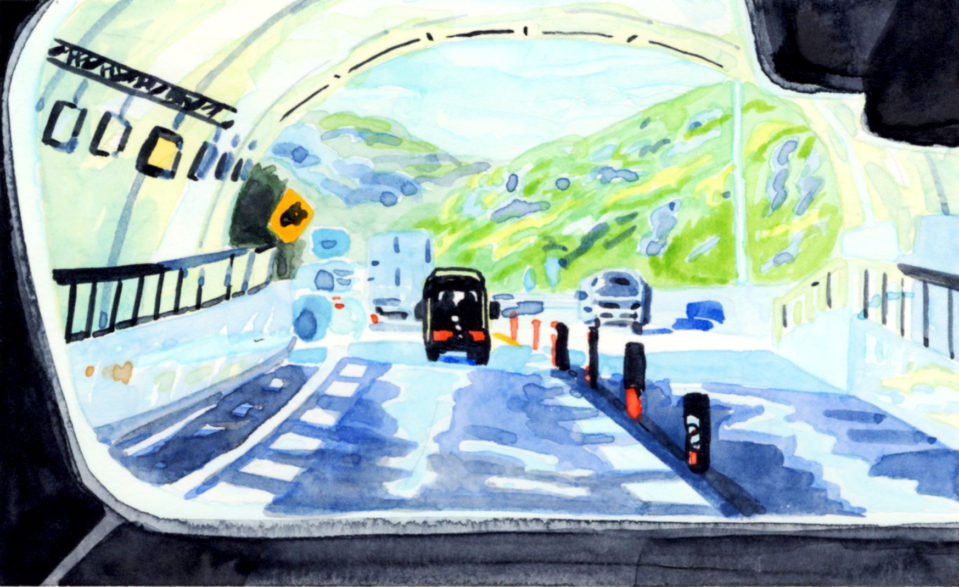 ガラス越しの山 A　Mountains seen from the train window typeA